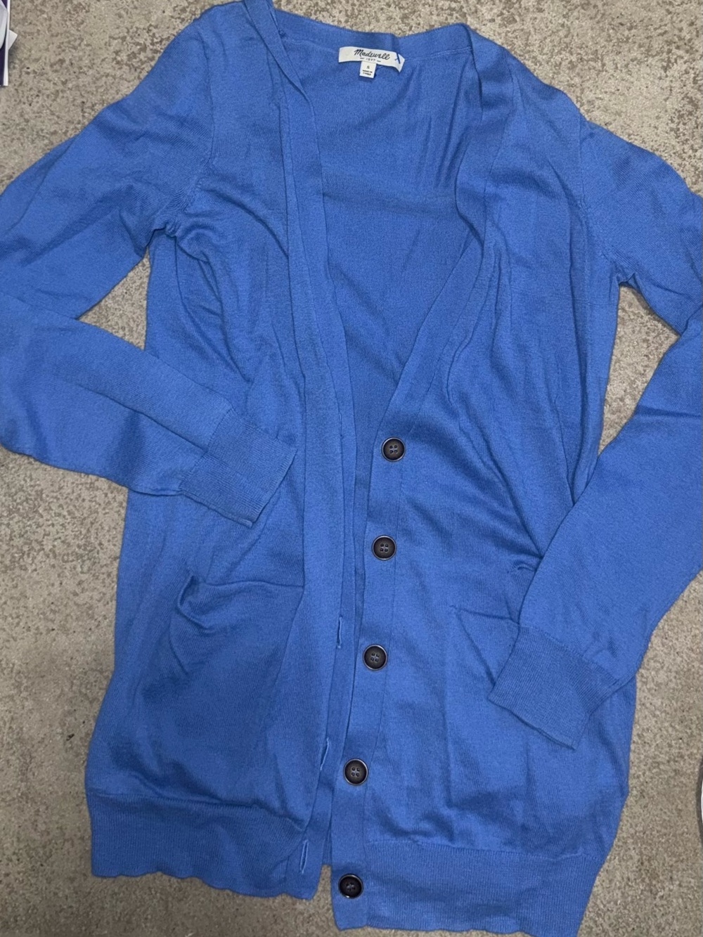 Madewell Blue Button-Front Cardigan Sweater